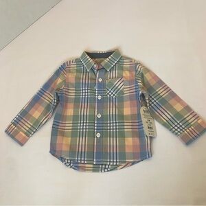 Wonder nation 12m baby boy plaid long sleeve shirt.